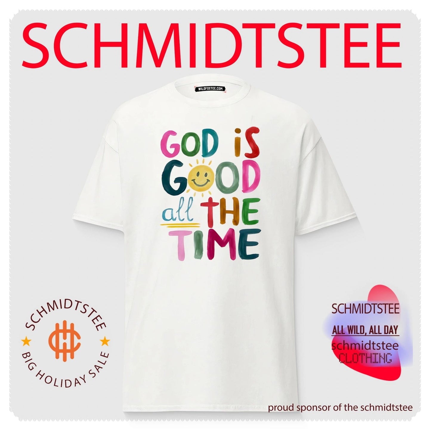 God is good all the time rainbow text shirt