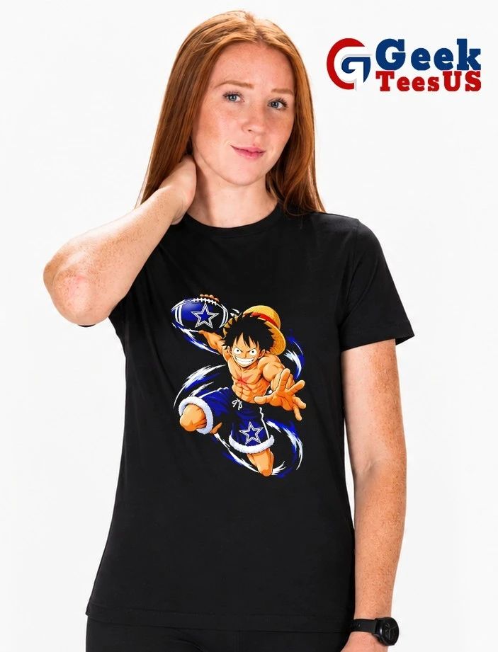 Monkey D. Luffy throwing Dallas Cowboys Football Anime cartoon T-shirt