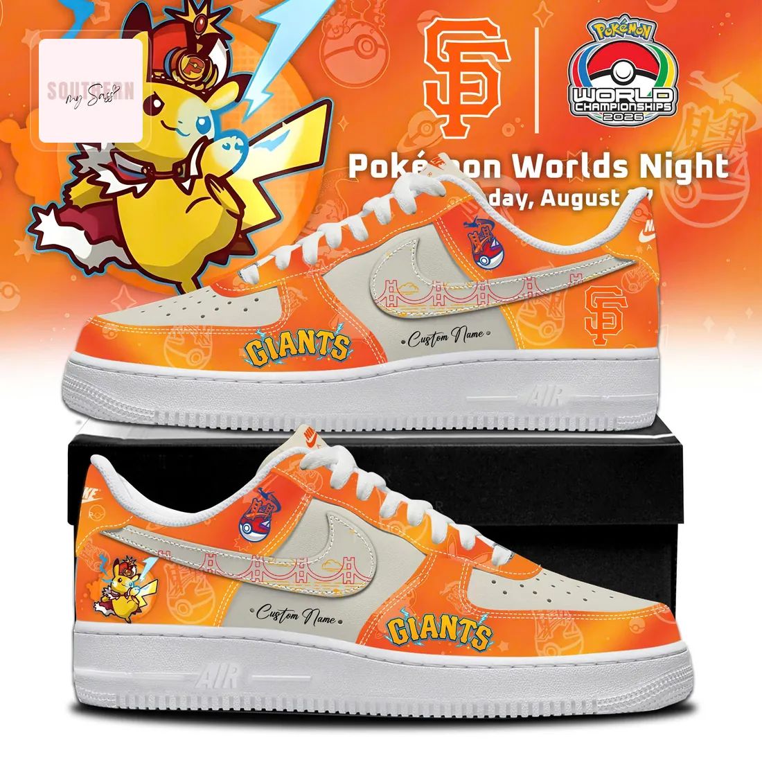 Pokémon San Francisco Giants 2026 World Championships Limited Edition Air Force 1 Style Sneakers
