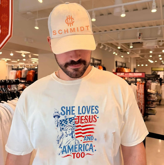 She Loves Jesus and America Too 4th of July Faith shirt