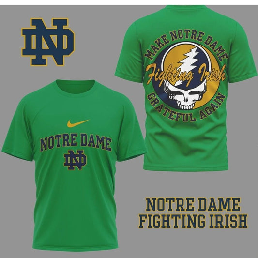 Notre Dame Fighting Irish Grateful Dead Skull Sport Logo Two Sided T-Shirt
