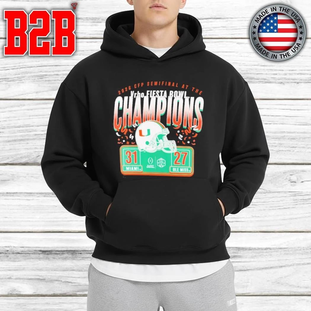 Miami Hurricanes College Football Playoff 2026 Fiesta Bowl Champions Scoring Drive Shirt