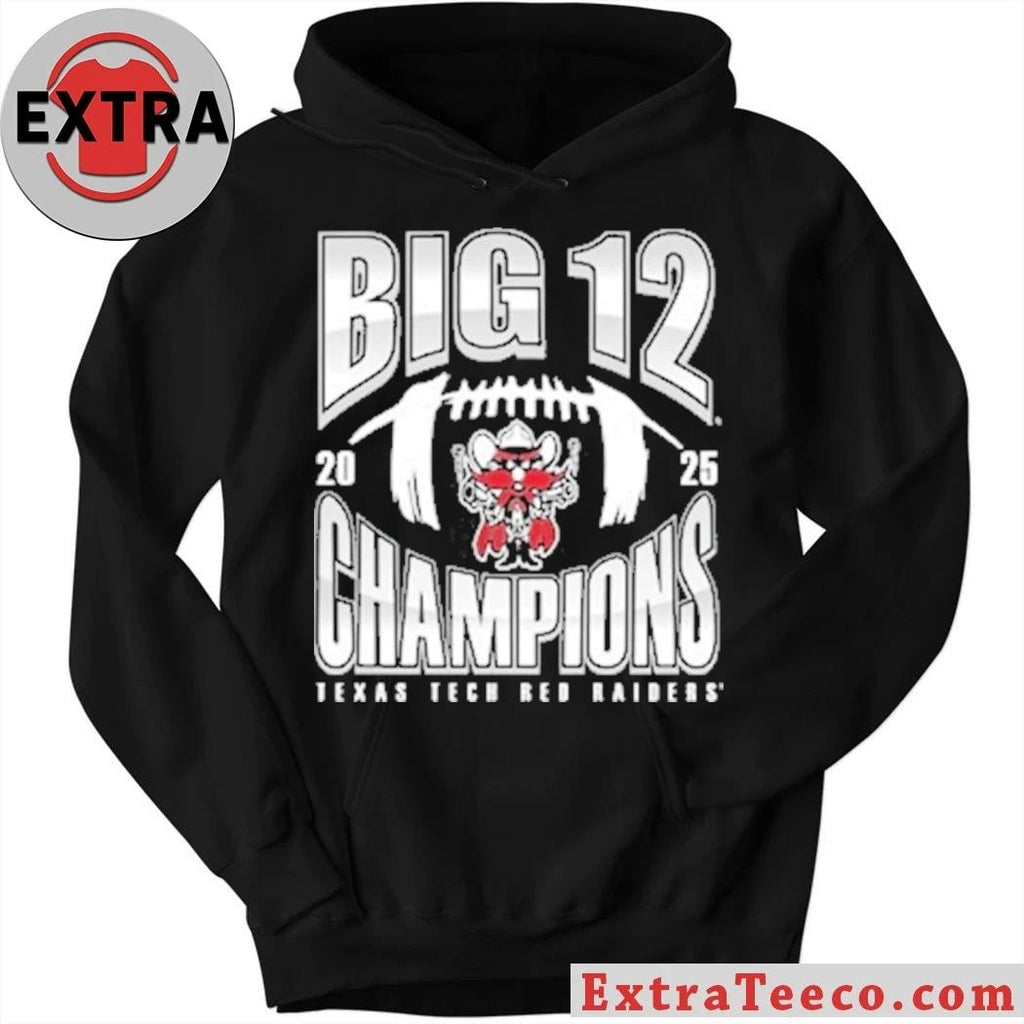 Summit Sportswear Texas Tech Red Raiders Black 2025 Big 12 Football Champions NUMBER ONE FOOTBALL Shirt