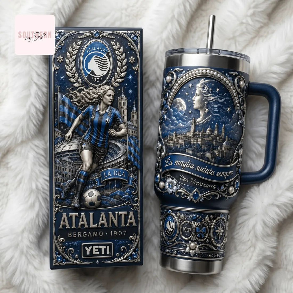 Atalanta Bergamo 1907 Football Fan 40oz Insulated Tumbler With Handle