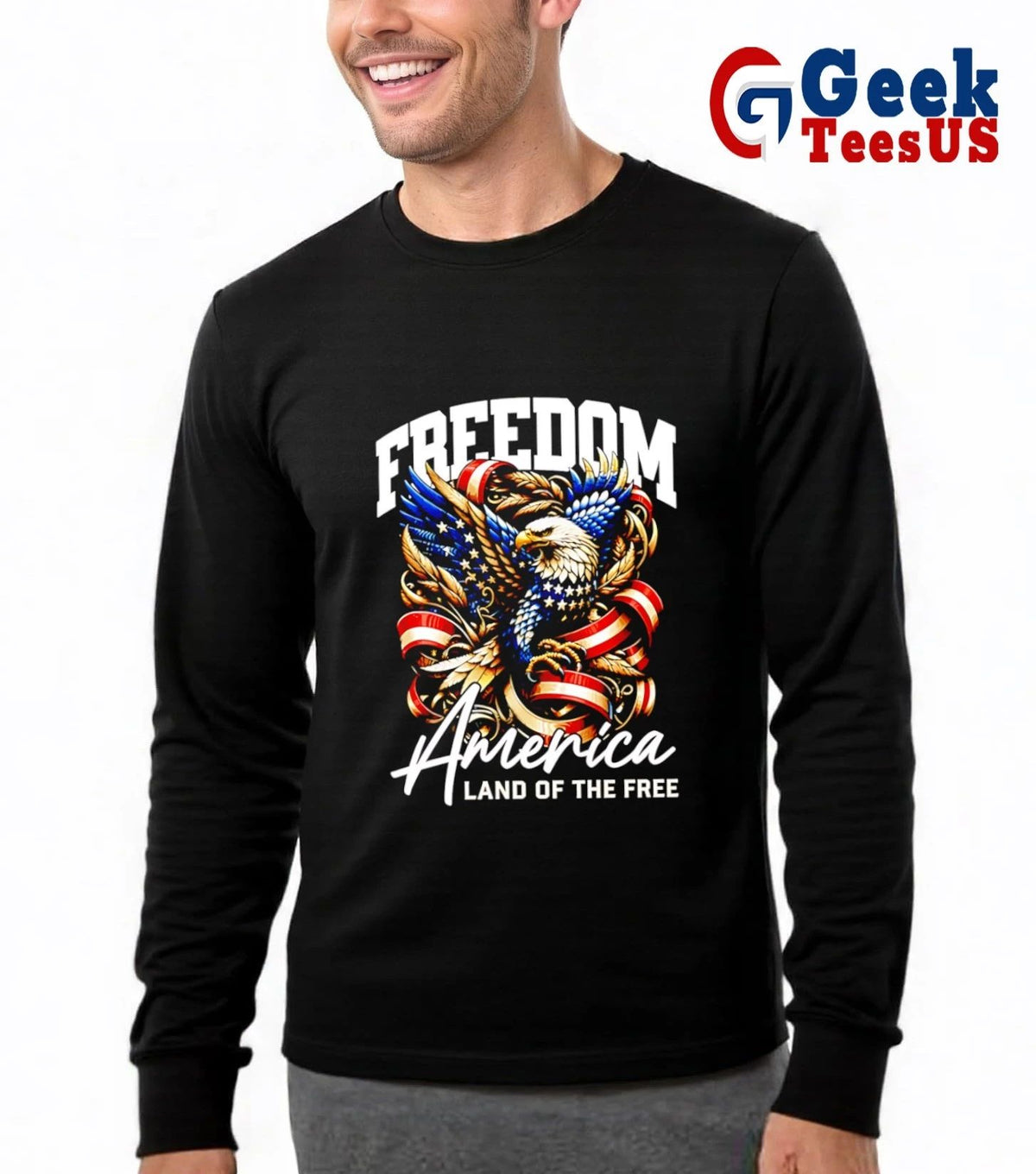 Freedom America Land Of The Free Bald Eagle American Flag Feathers Ribbons shirt