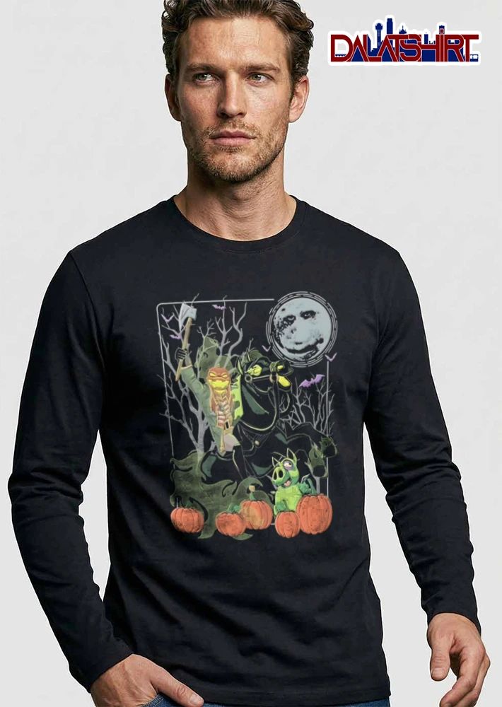 Headless horseman holding axe riding horse shirt