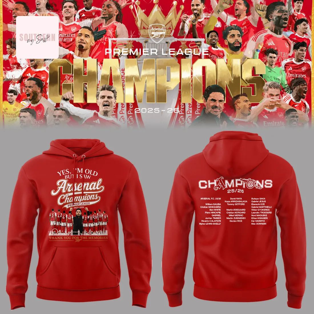 Arsenal Premier League Champions 2025-2026 Commemorative Fan Hoodie
