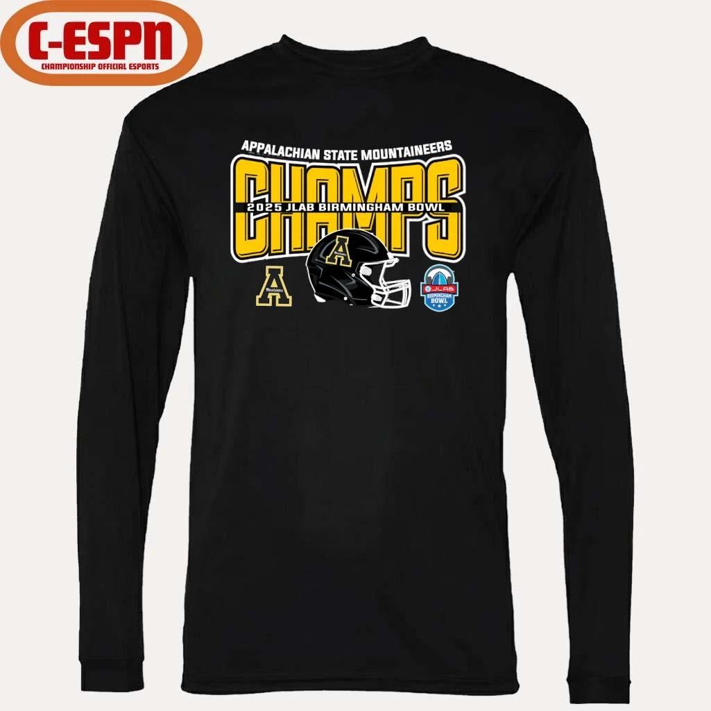 Appalachian State Football 2025 JLAB Birmingham Bowl Champions Helmet Shirt