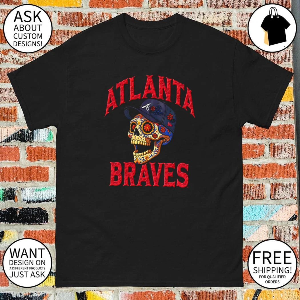 Atlanta Braves Sugar Skull Floral Baseball shirt