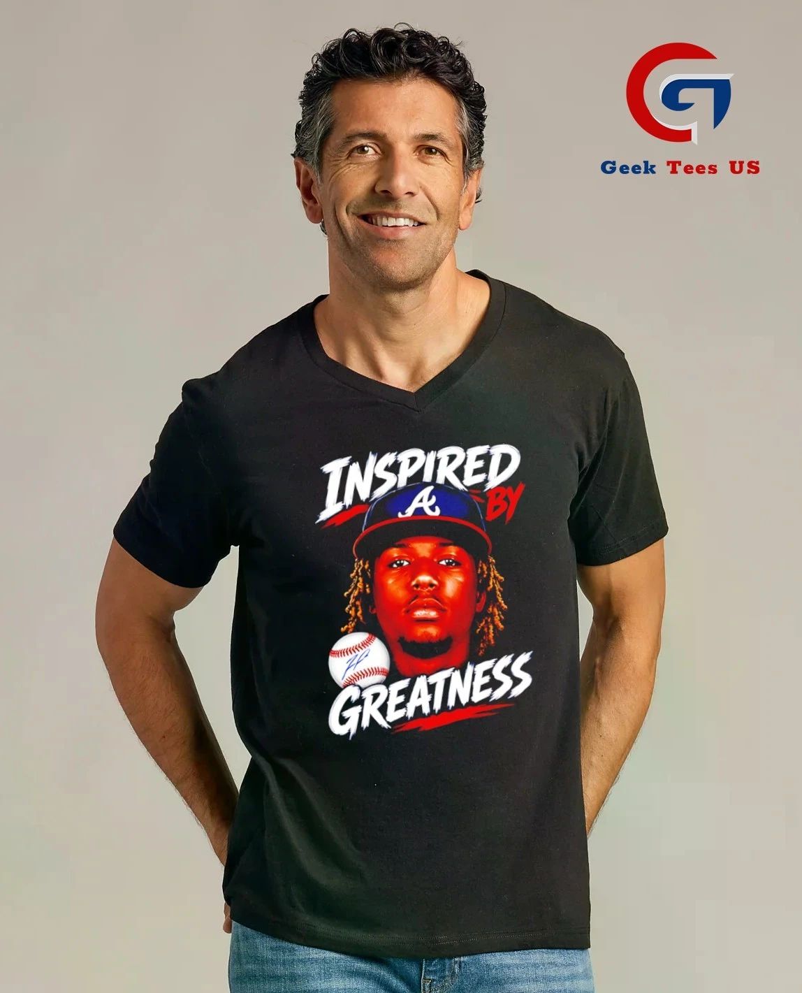 Inspired Greatness Ronald Acuña Jr Atlanta Braves baseball big head shirt