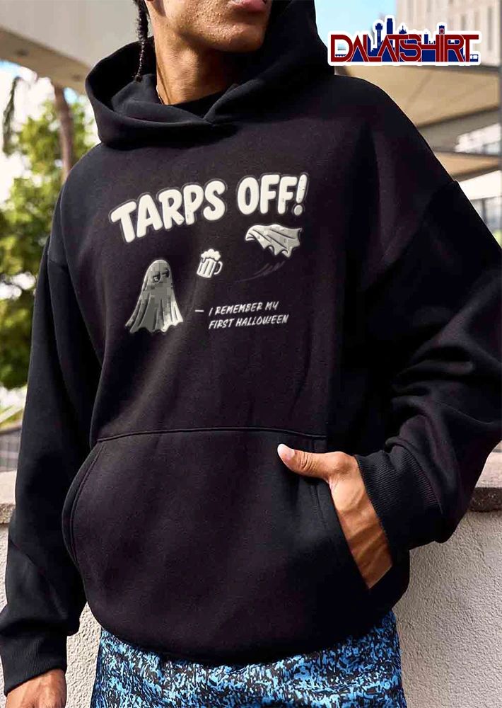 Tarps Off I Remember My First Halloween ghost beer mug flying tarp shirt