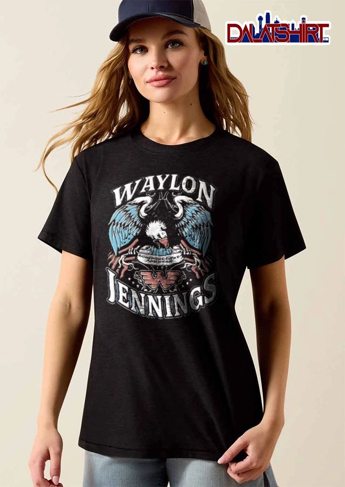 Waylon Jennings Lonesome Onry And Mean eagle wings American flag logo shirt