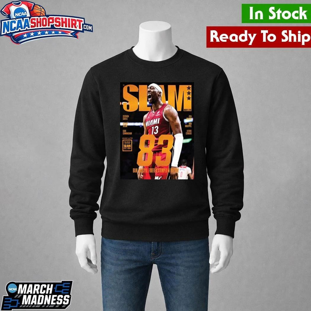 Bam Adebayo Miami Heat On The Cover Of SLAM 261 83 Points Forever Stamped In History Orange Metal Shirt