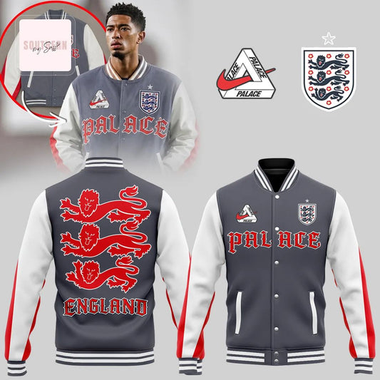 England World Cup 2026 Three Lions Palace Style Retro Varsity Baseball Jacket