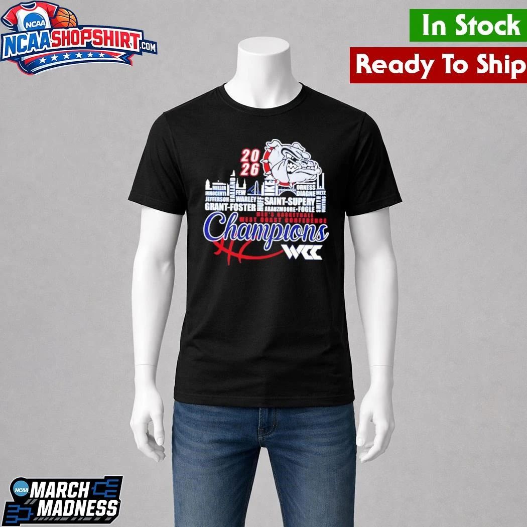 Gonzaga Bulldogs Champions 2026 WCC Men’s Basketball Mascot Shirt