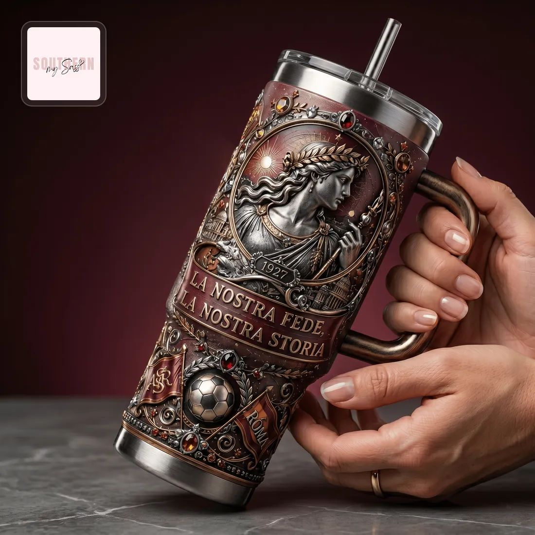 AS Roma 1927 Commemorative Edition Premium 40oz Insulated Tumbler With Handle