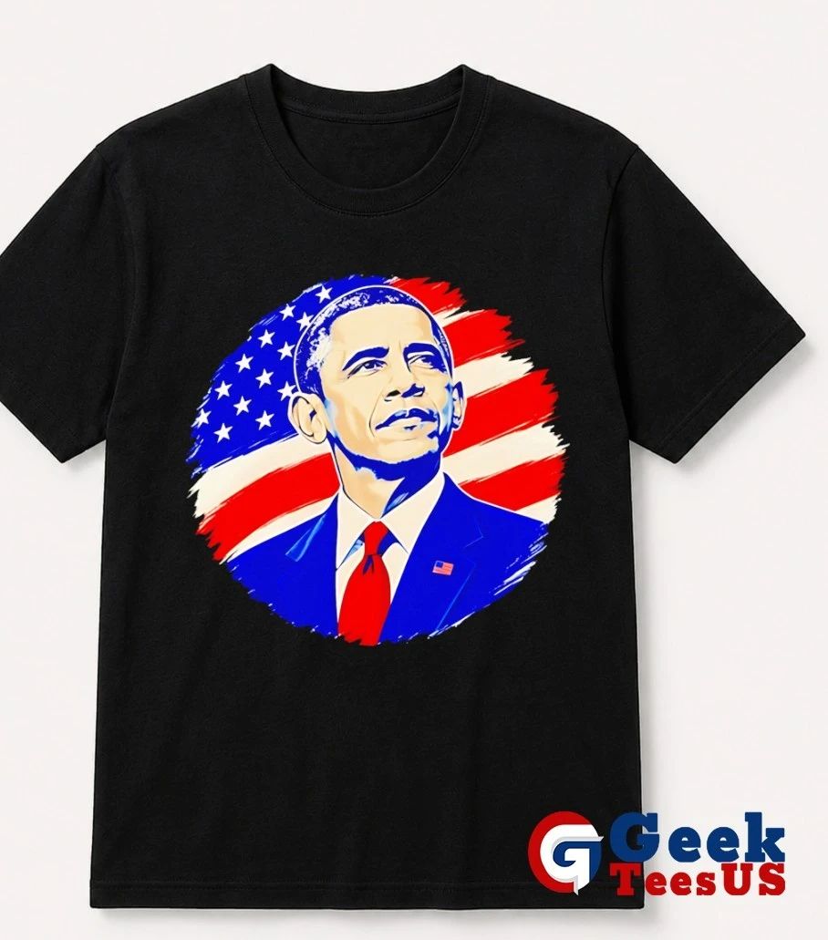 Barack Obama American flag portrait US president shirt