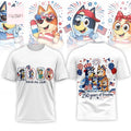 Bluey Patriotic Pals 250th Anniversary USA 4th of July Graphic 3D T-Shirt
