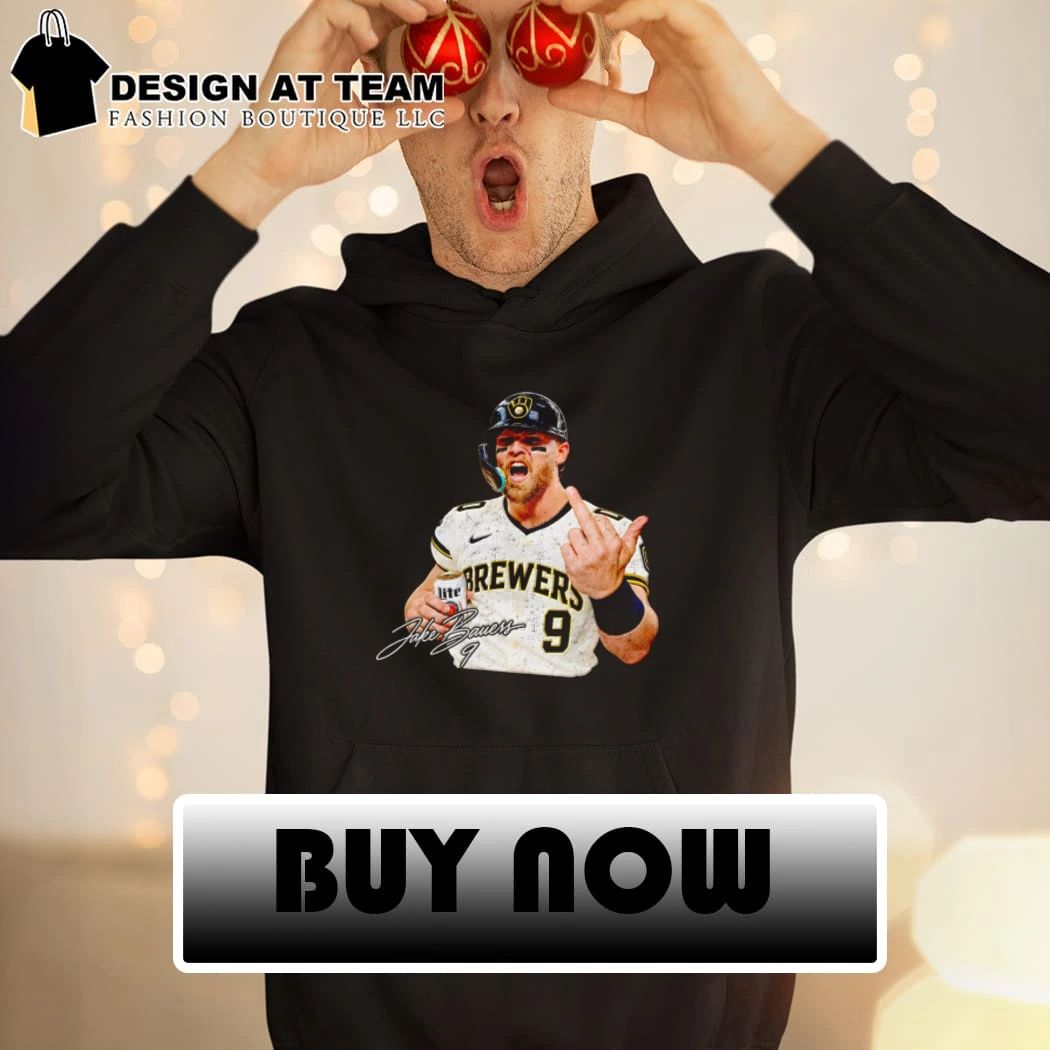 Jake Bauers Milwaukee Brewers Baseball Number 9 Graphic signature shirt