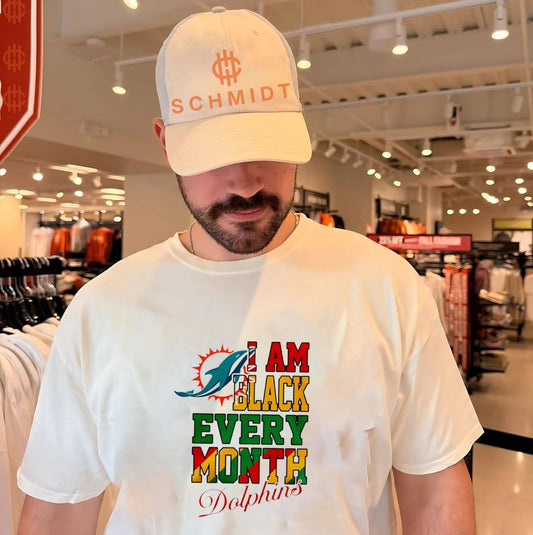 Miami Dolphins I am Black Every Month logo shirt