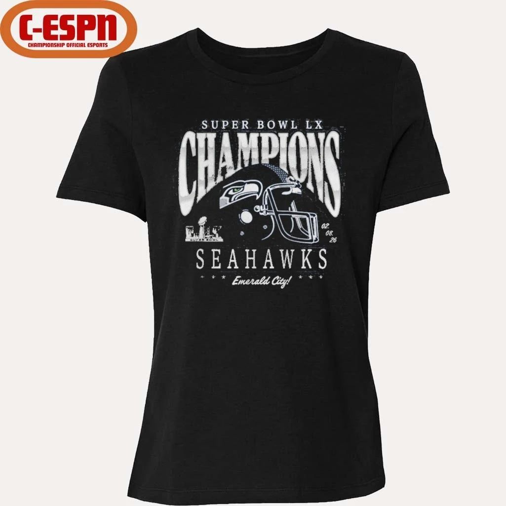 Seattle Seahawks Emerald City Super Bowl LX Champions Prestigious Run T-Shirt