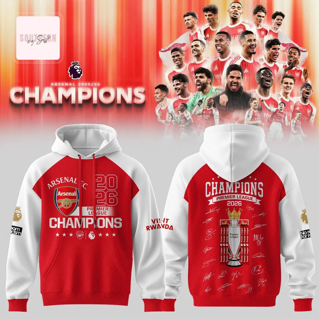 Arsenal Champions Premier League 2026 Commemorative Limited Edition Hoodie