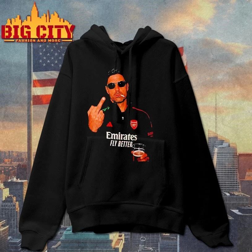 Mikel Arteta Arsenal Coach Smooking Middle Finger Premier League Champions 2025 26 Shirt