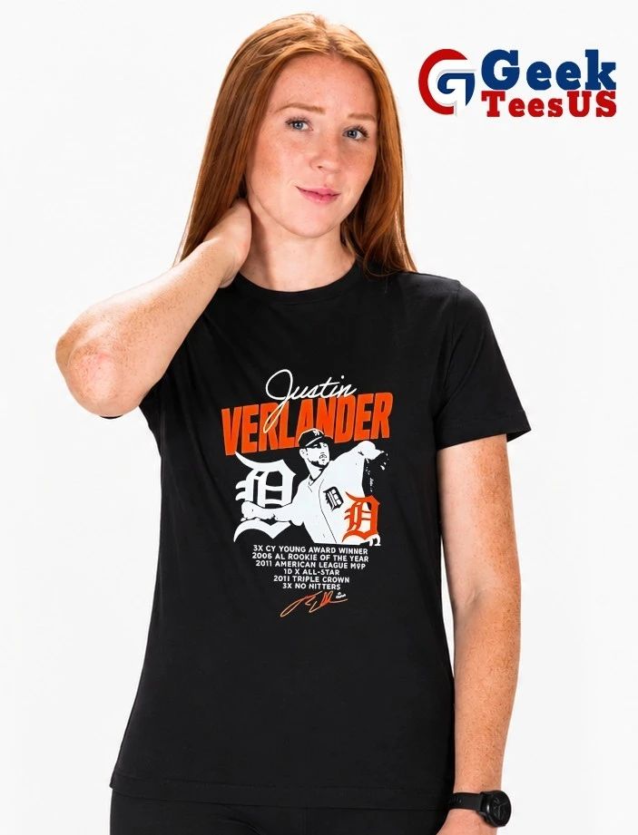 Justin Verlander 35 Detroit Tigers﻿ baseball signature shirt