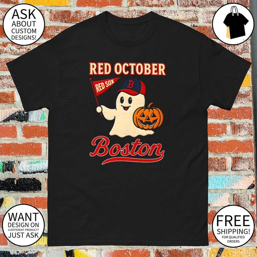 Red Sox Ghost Red October Halloween Ghost Baseball Pumpkin shirt
