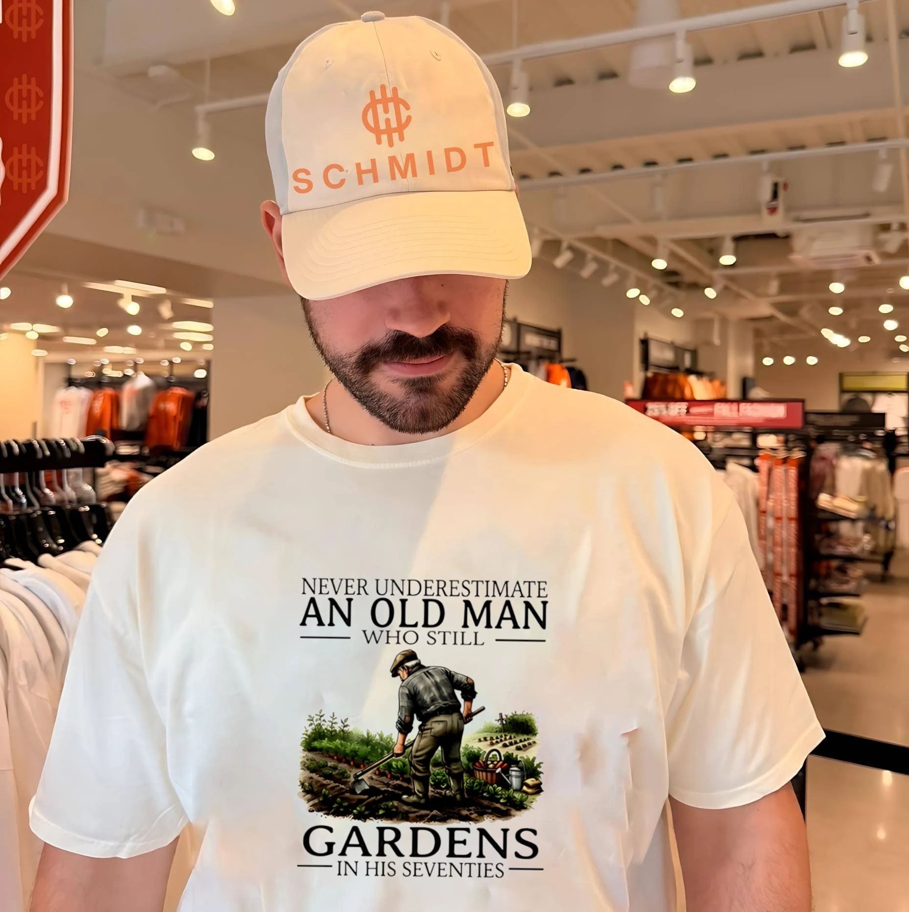 Never underestimate an old man who still gardens in his seventies shirt