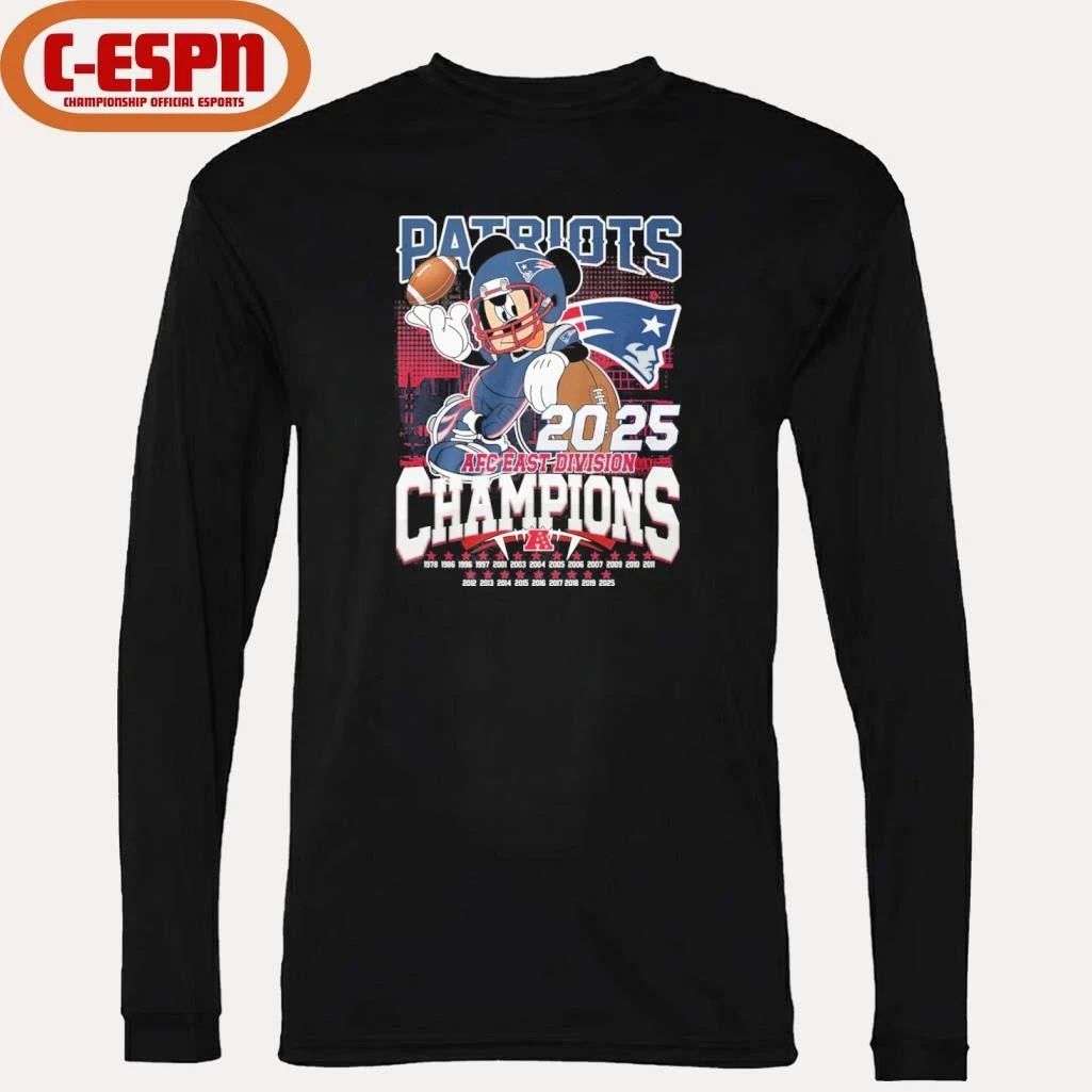 Mickey Mouse X New England Patriots 2025 AFC East Division Champions Shirt