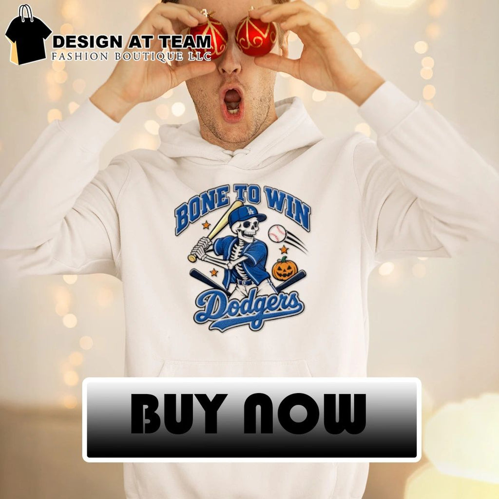 Los Angeles Dodgers Halloween Skeleton bone to win spooky season baseball shirt