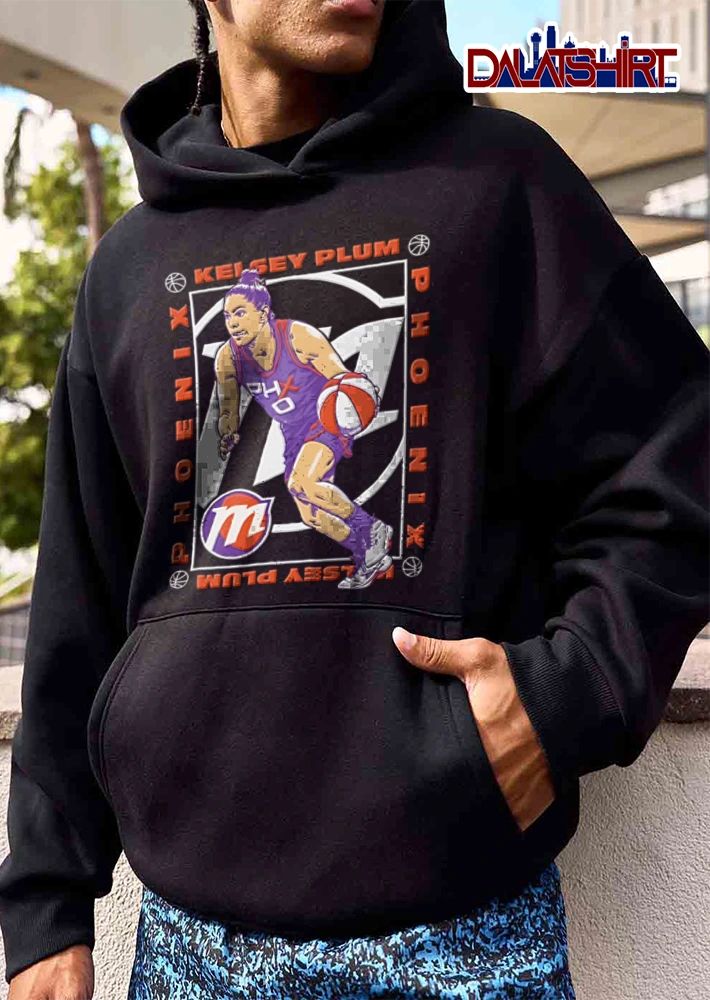 Las Vegas Aces Kelsey Dan Plum woman dribbling basketball illustration style shirt