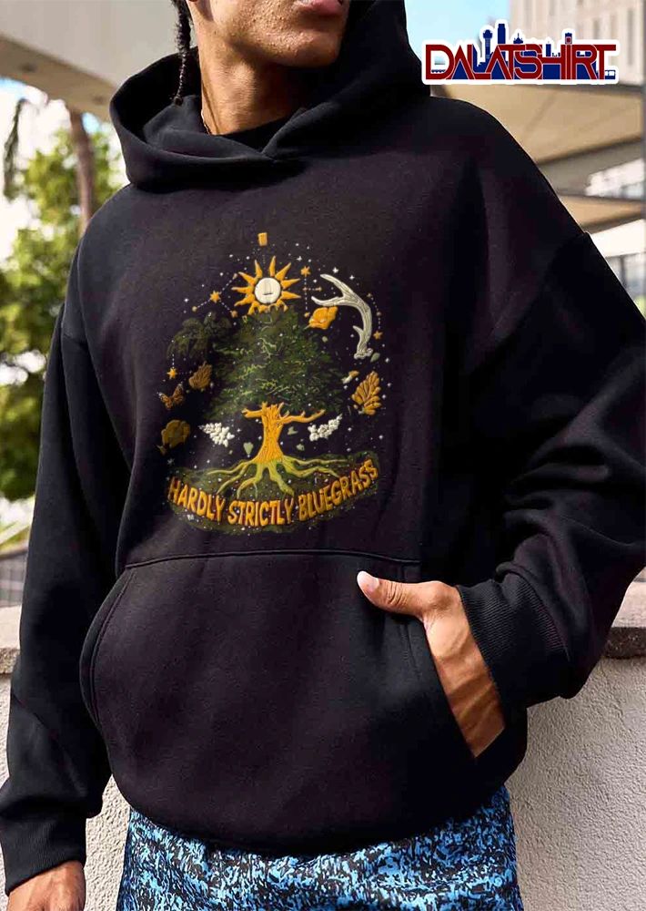 Hardly Strictly Bluegrass tree banjo raven antler butterfly shirt