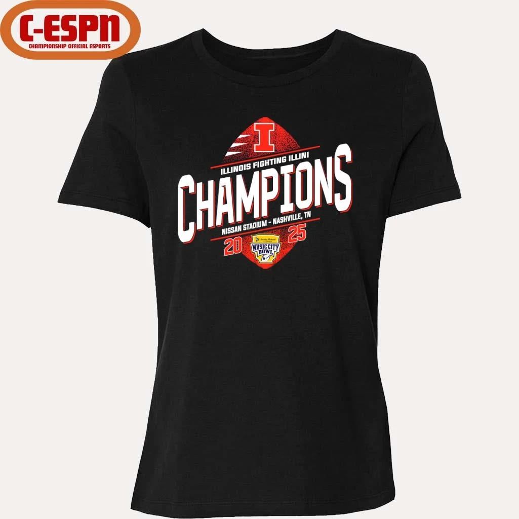 Illinois Fighting Football 2025 Music City Bowl Champions T-Shirt
