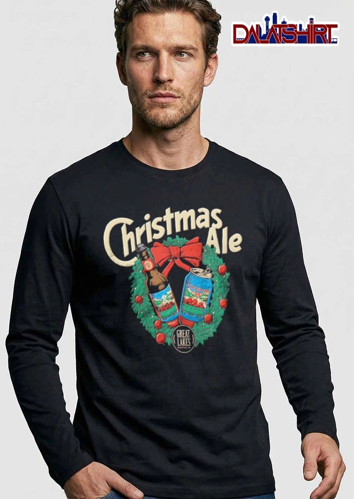 Great Lakes Brewing Co Christmas Ale beer bottle and can wreath shirt