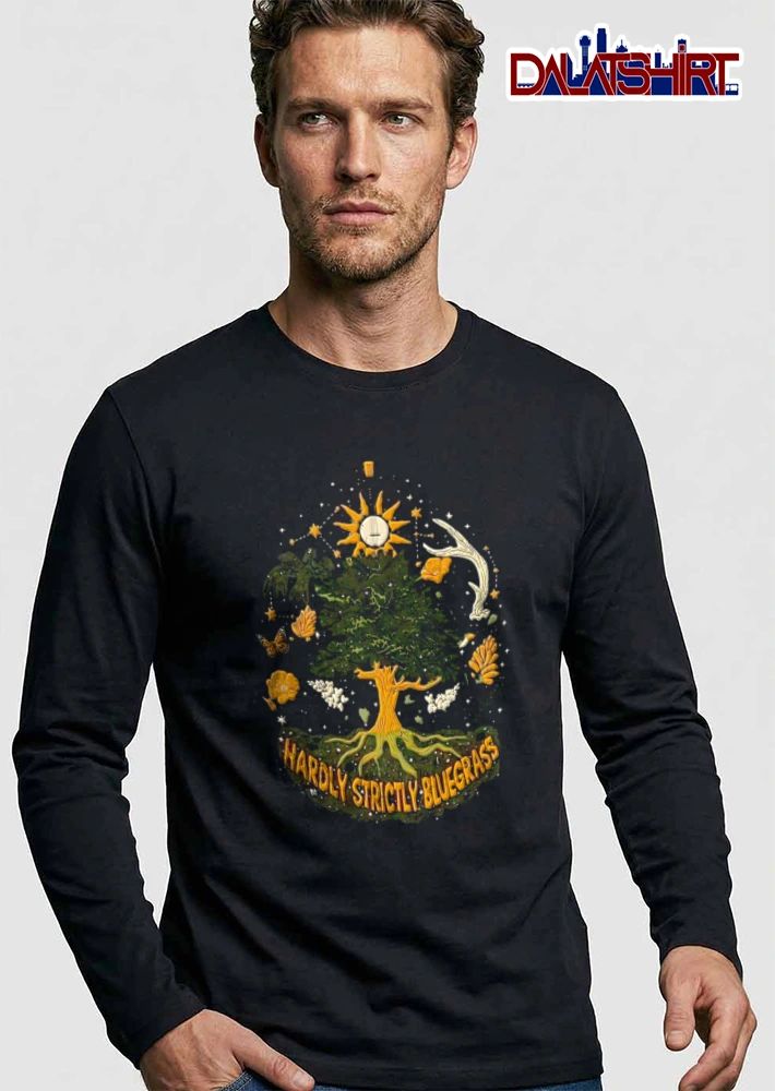 Hardly Strictly Bluegrass tree banjo raven antler butterfly shirt