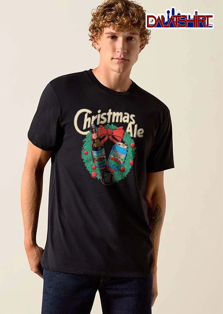 Great Lakes Brewing Co Christmas Ale beer bottle and can wreath shirt