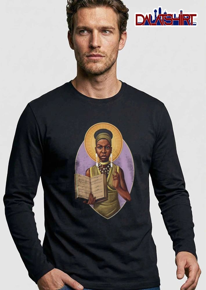 Saint Nina Simone Jazz Music Sheet Halo Vintage Portrait shirt