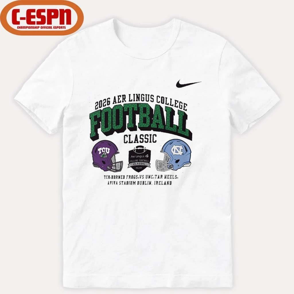 Nike TCU Horned Frogs Vs UNC Tar Heels Aer Lingus College Football Classic Matchup Shirt