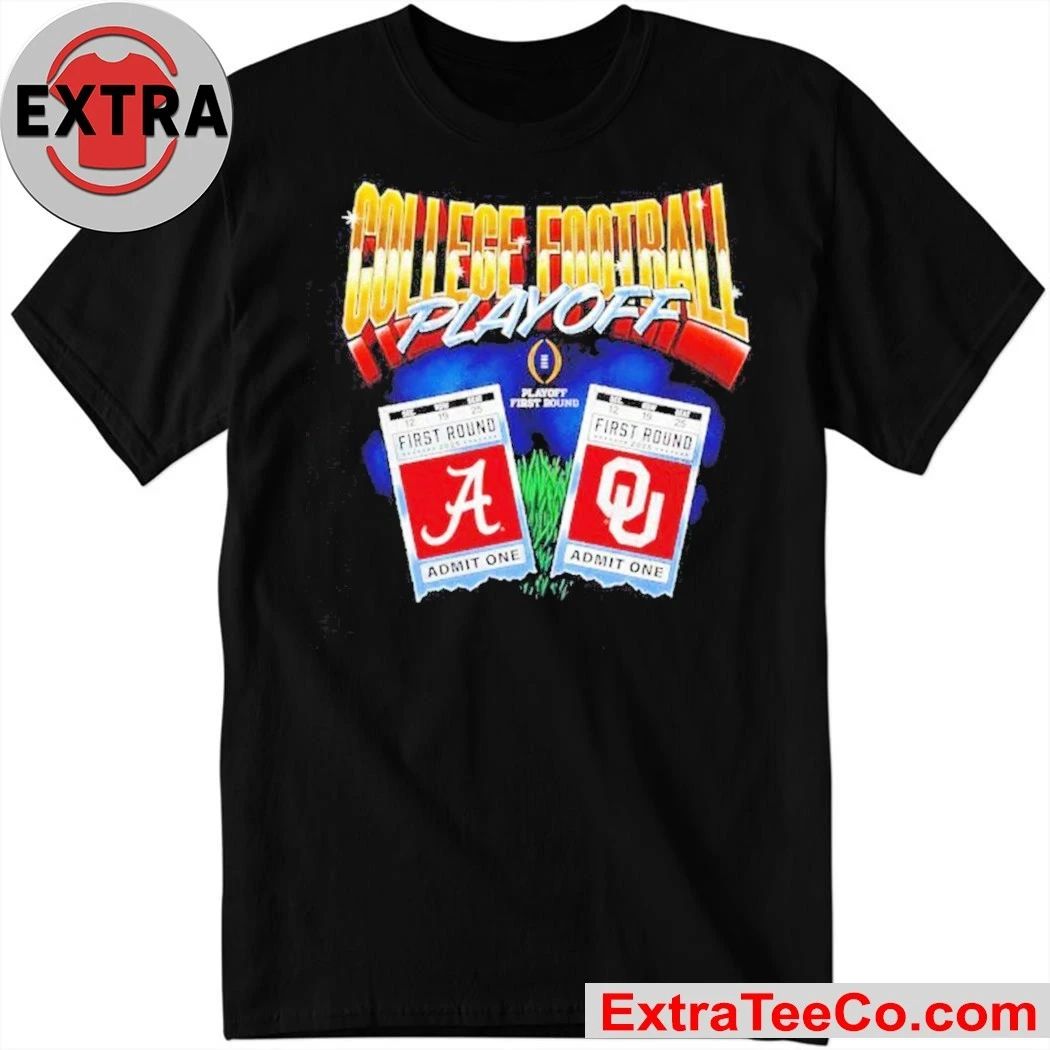 College Football Playoff 2025 First Round Oklahoma Sooners vs Alabama Crimson Tide Matchup Ticket Shirt