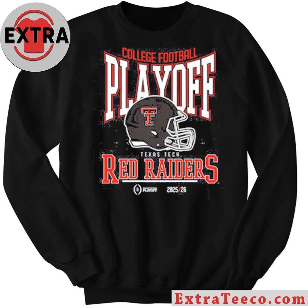 College Football Playoff 2025-26 Texas Tech Playoff Bound Helmet And Logo Shirt