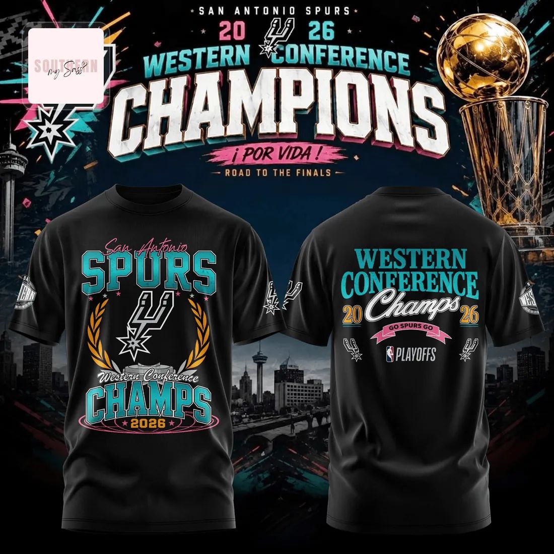 San Antonio Spurs 2026 Western Conference Champions Commemorative 3D T-Shirt