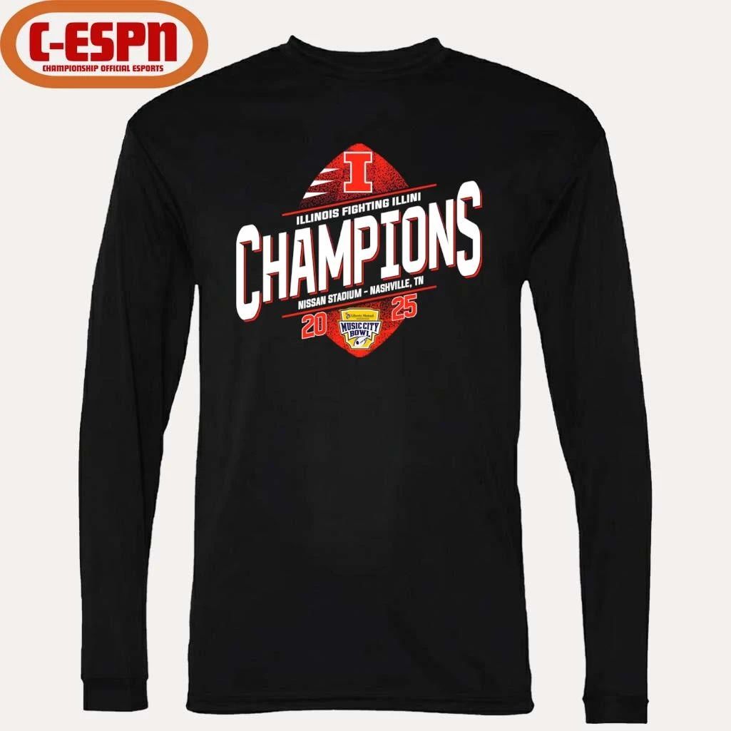 Illinois Fighting Football 2025 Music City Bowl Champions T-Shirt