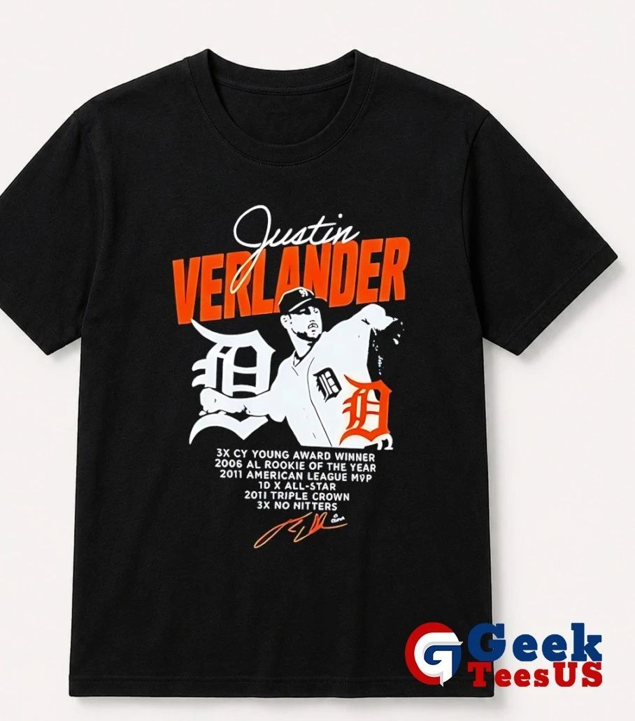 Justin Verlander 35 Detroit Tigers﻿ baseball signature shirt