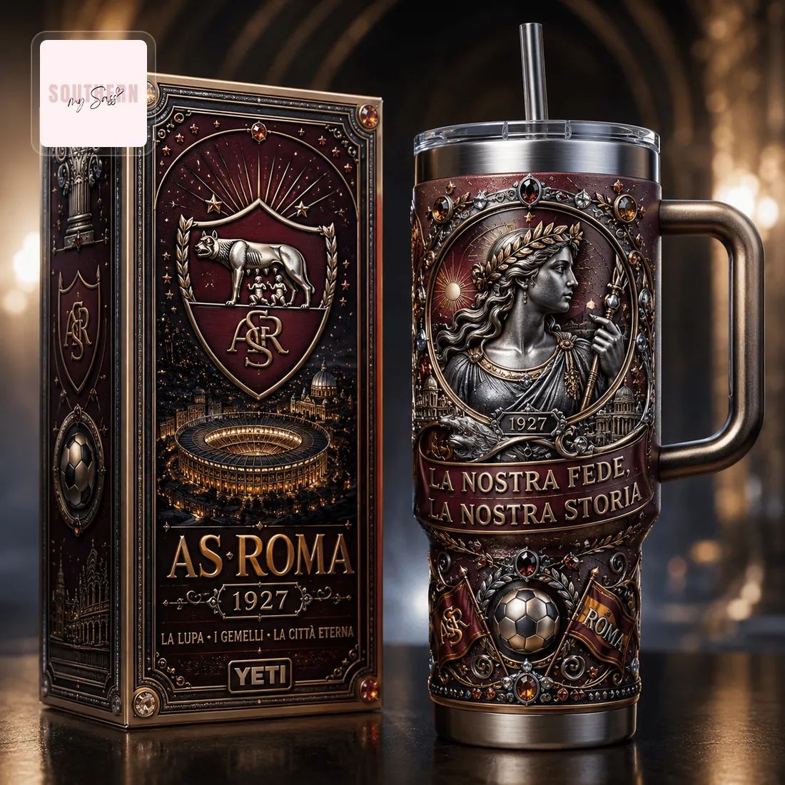 AS Roma 1927 Commemorative Edition Premium 40oz Insulated Tumbler With Handle