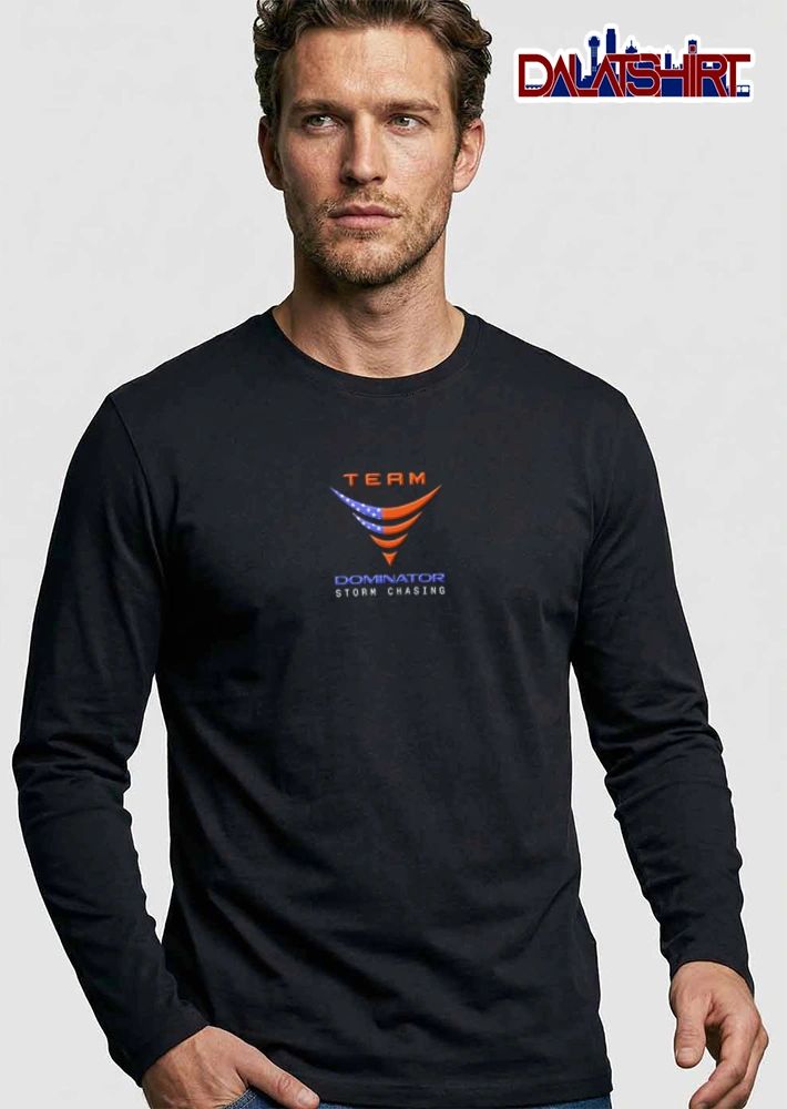 Dominator Storm Chasing Team tornado logo American flag pattern shirt