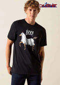 BOO horse wearing ghost sheet costume shirt
