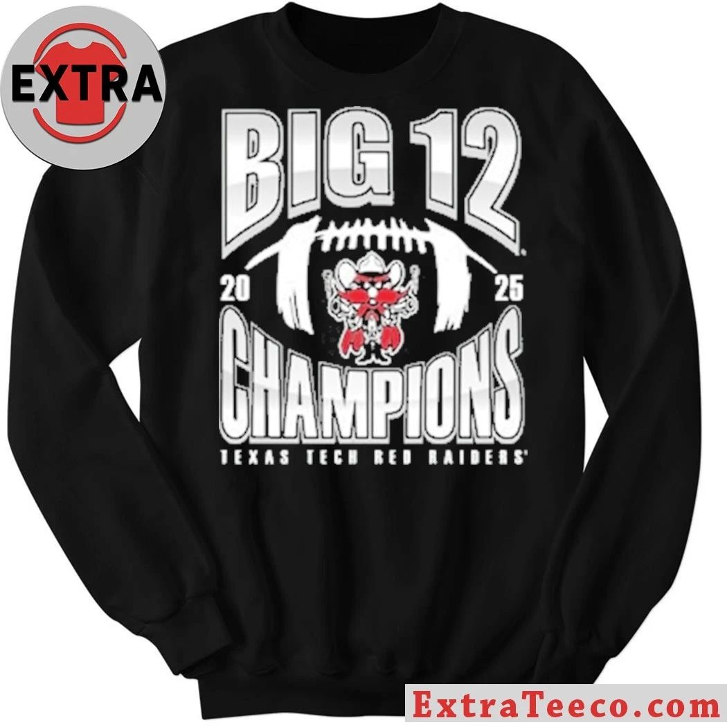 Summit Sportswear Texas Tech Red Raiders Black 2025 Big 12 Football Champions NUMBER ONE FOOTBALL Shirt