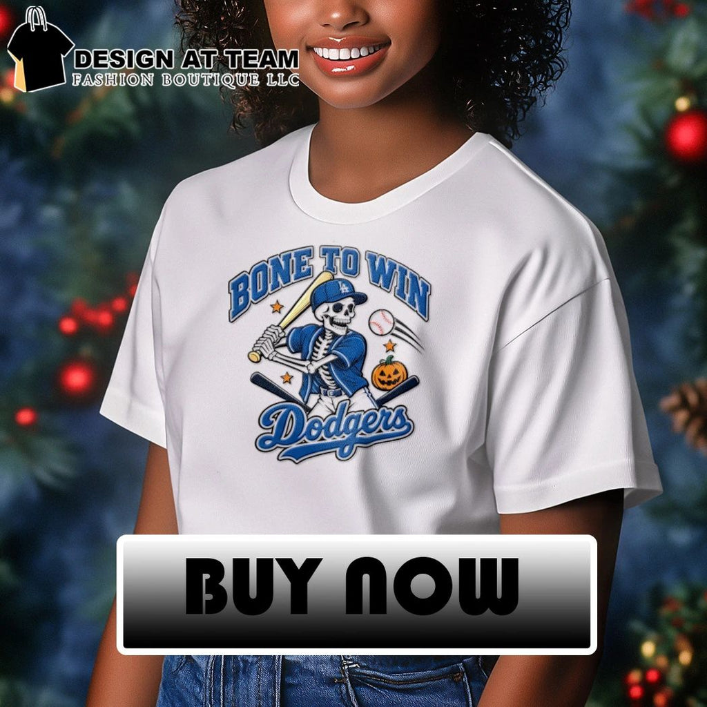 Los Angeles Dodgers Halloween Skeleton bone to win spooky season baseball shirt